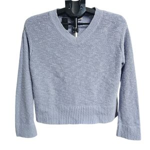 Everlane Linen blend V-neck Pullover Blue Sweatshirt Size S